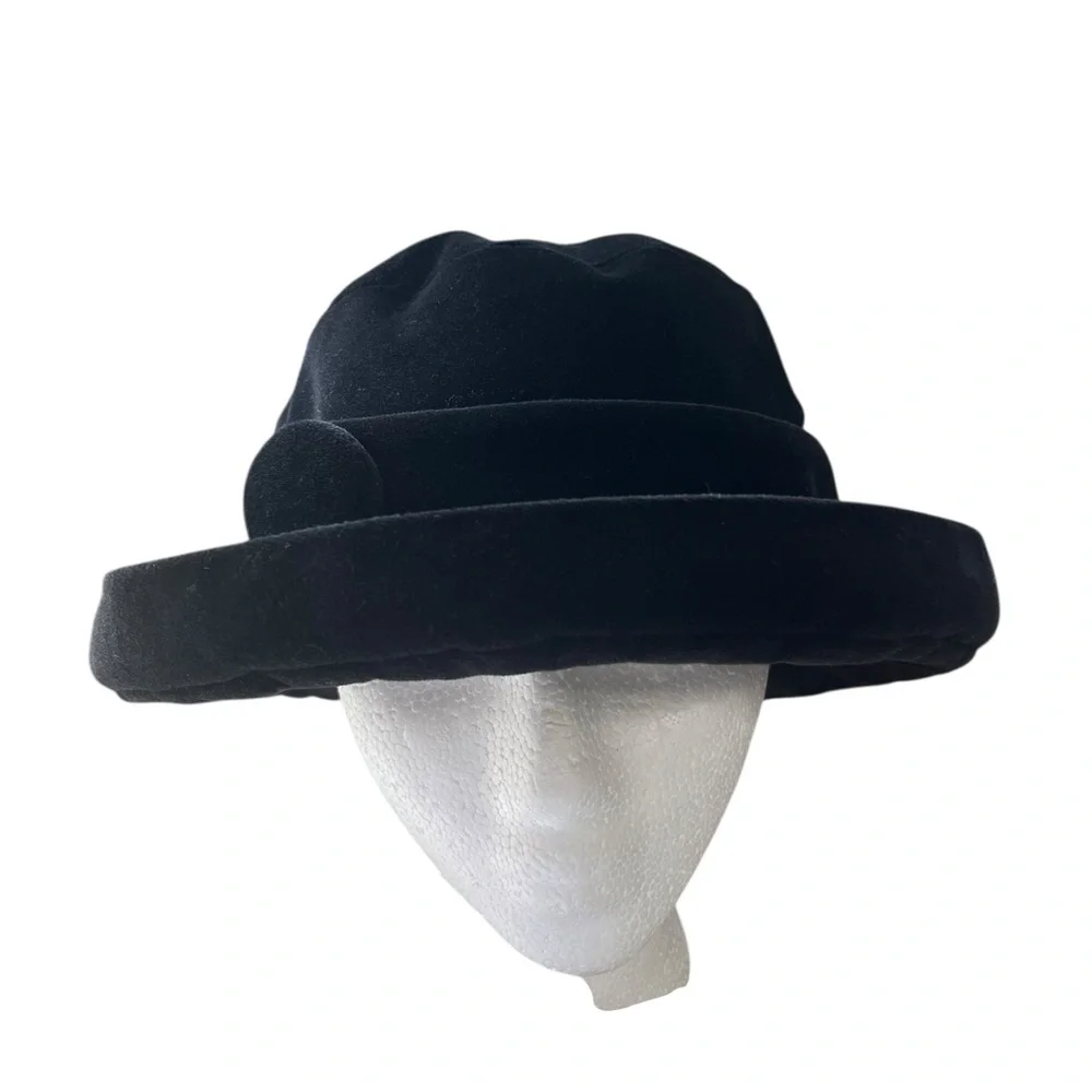 Orazio Cioppi Firenze Black Wide Brim Cotton Satin Lined Italy Hat OS